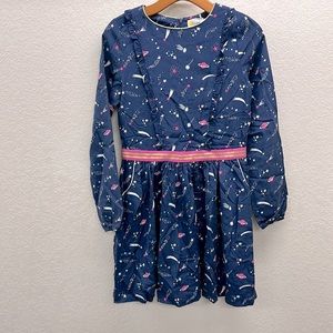 Mini Boden Space Print Dress 13- 14Y Long Sleeve Dress with Pockets